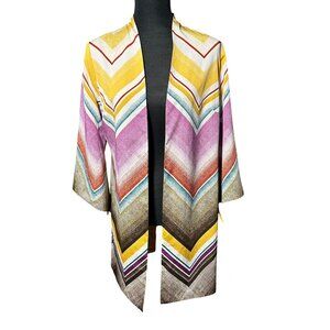Chico’s Reversible Chevron-Jacquard Kimono Women’s Size S Open Front Side Slit